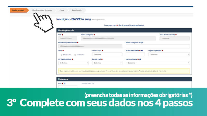 inscrição encceha 2019 passo 3